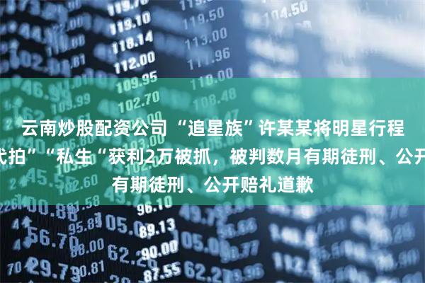 云南炒股配资公司 “追星族”许某某将明星行程倒卖给“代拍”“私生“获利2万被抓，被判数月有期徒刑、公开赔礼道歉